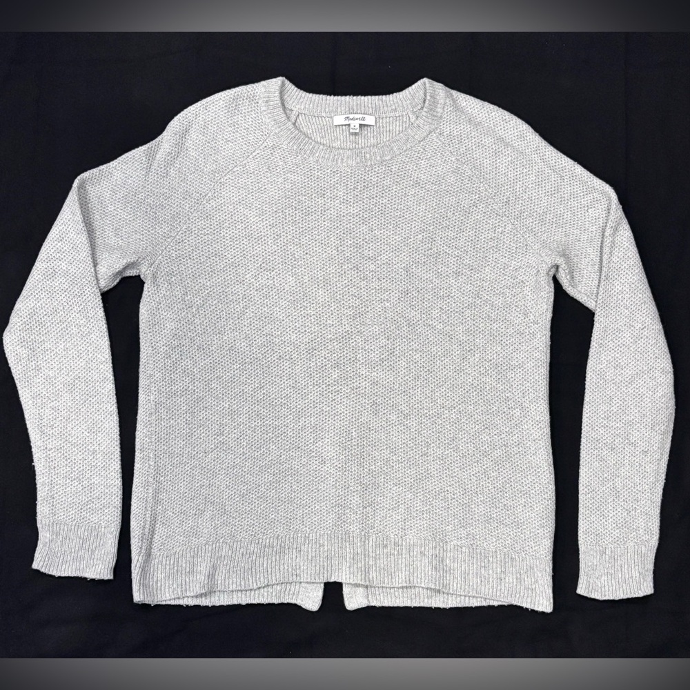 Madewell Women's Pullover Split Back Sweater Size Medium Gray Long Sleeve